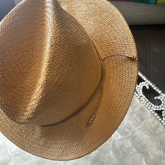 Hat Attack 100% Paper Straw Brimmed Hat Beach Wedding Honeymoon Adjustable Tan - Picture 3 of 9